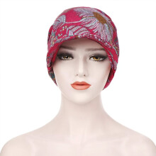 (Safflower) Floral Winter Beanie with Brim - Warm Hat