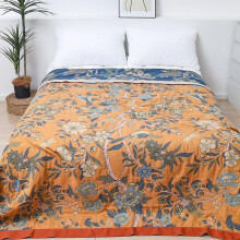 Boho Throw Blanket 230x200cm Organic Cotton Bold Orange Reversible Bohemian Couch Cover