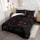 King Size Black Comforter Set 3 Piece Soft Microfiber Bedding with Pillowcases Modern Geometric Design 3
