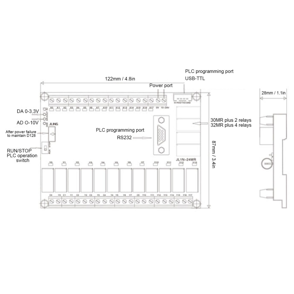 FX1N-30MR PLC Controller Relay Output 10-28V