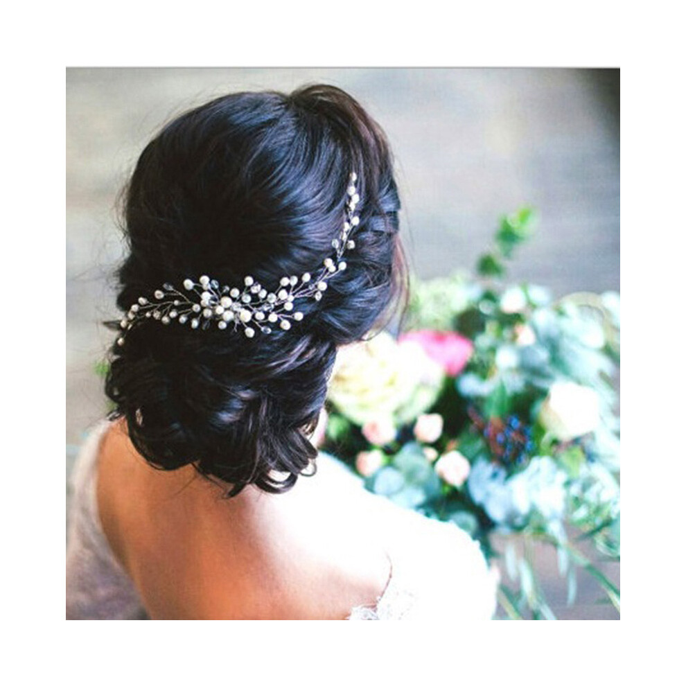 Creation-3C Bridal Crystal Pearl Hair Comb Wedding Accessory