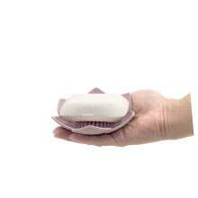 Silicone Soap Dish Self Draining Petal Design Pink Holder Keeps Soap Dry Non Slip for Bathroom