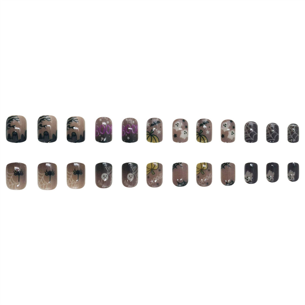 Dachuang Beauty 24Pcs Dark Graffiti Fake Nails For Halloween Party