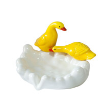 Ceramic Soap Dish with Cute Yellow Duck Design, MultiPurpose Holder for Bathroom and Kitchen