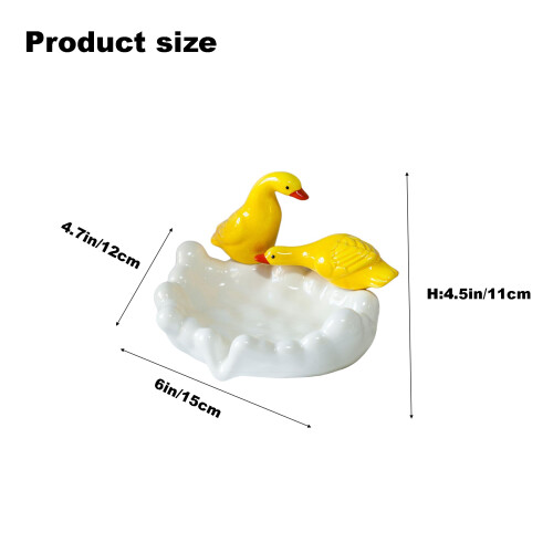 Ceramic Soap Dish with Cute Yellow Duck Design, MultiPurpose Holder for Bathroom and Kitchen 1
