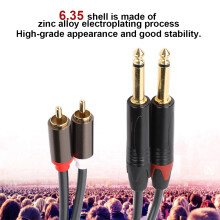 1,5 m Gold-Dual-RCA auf Dual-6,35-mm-Mono-Klinkenstecker-Kabel