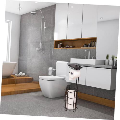 Toilet Paper Holder Stand Space Saving Vertical Multi Roll Storage Freestanding for Bathroom 1