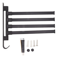 Black Swivel Towel Bar Wall-Mounted Aluminum