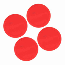 4 Pcs Plastic Air Hockey Pucks – Red, Sizes S, M, L for Game Room