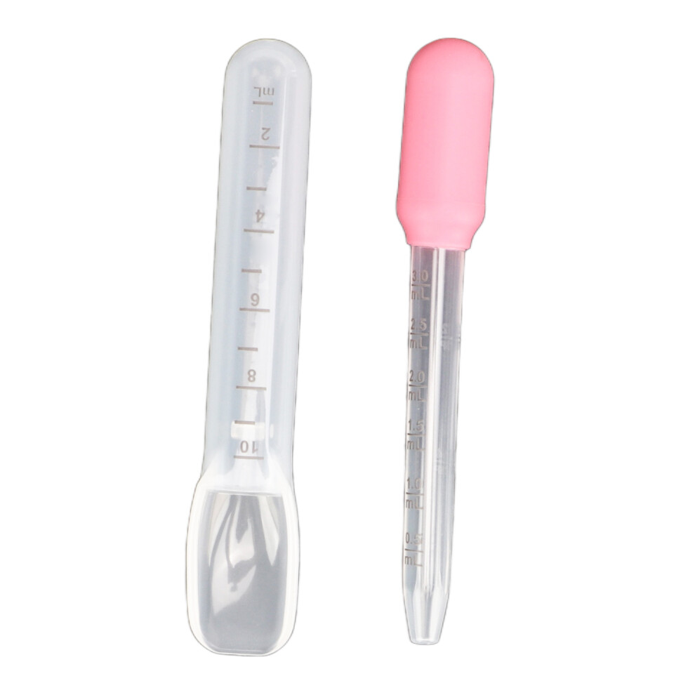 Baby Liquid Medicine Dropper Spoon Food Grade Silicone Pink for Toddler 6-36 Months