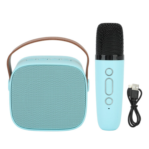 Mini macchina karaoke con microfono wireless, 8x7x6cm, blu 2