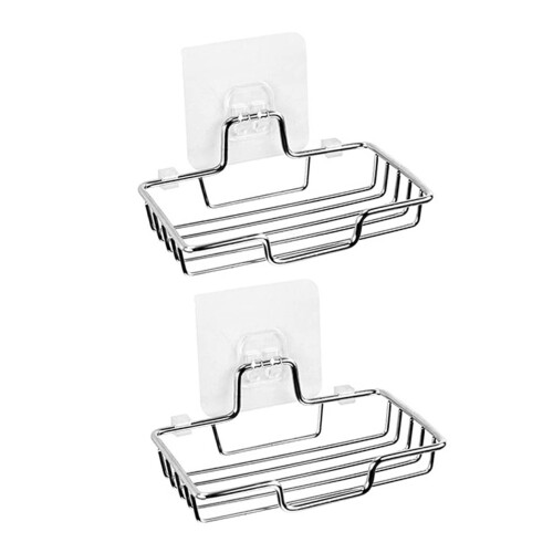 2 Pack Wall Mounted Soap Holder RustResistant Stainless Steel Draining Rack for Bathroom and Kitchen