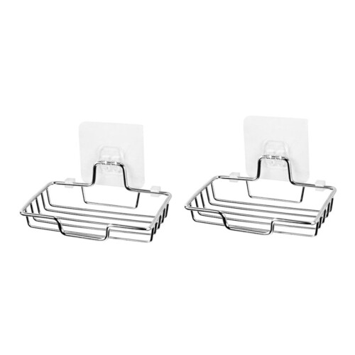 2 Pack Wall Mounted Soap Holder RustResistant Stainless Steel Draining Rack for Bathroom and Kitchen 1