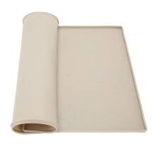 Pet Feeding Mat Silicone Waterproof Dog Food Mat Small Beige Non Slip Floor Mat