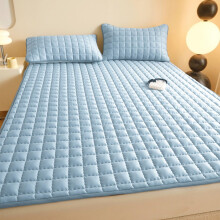 Extra Thick Mattress Topper King Size with NonSlip Elastic Straps, Soft Comfort Pad, Blue 100x200cm