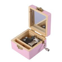 Mini Holz-Handkurbel-Musikbox pink 8,7 x 6,4 x 4 cm