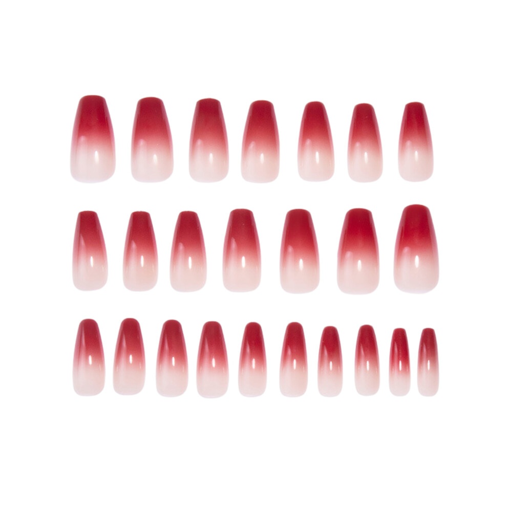 Creation-3C Long Square False Nails For Women - Pomegranate Gradients