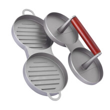 Double Burger Press Aluminum Hamburger Patty Maker for Consistent Patties and Grilling