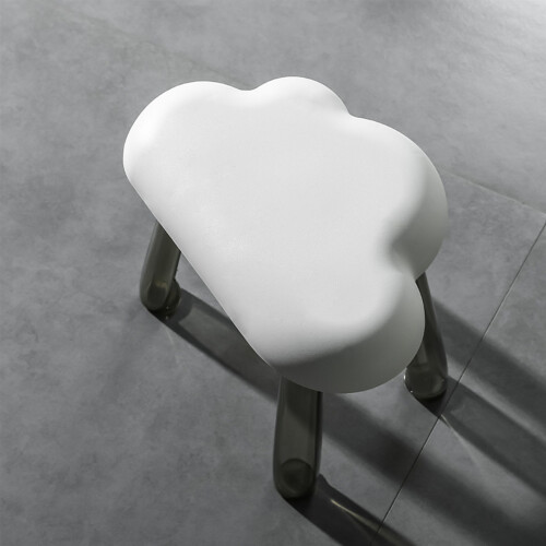 Children Cloud Shape Transparent Plastic Stool White, Delicate & Lightweight