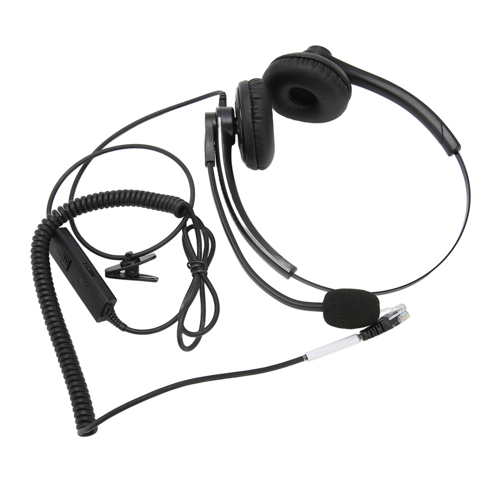 Wired Binaural Telephone Headset With Noise Reduction & Mic For Call Center 4931389384008