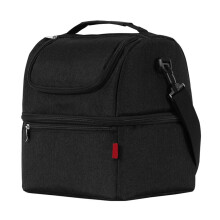 Insulated Cooler Bag with Dual Compartment and Leakproof Bottom for Outdoor Picnic Camping BBQ Black