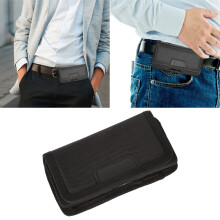 Trousses de téléphone en nylon noir pour téléphones de 4,7 à 6,1 pouces avec clip ceinture