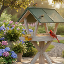 (Yellow) Anti-Chew Bird Feeder & Bath Box for Small Birds