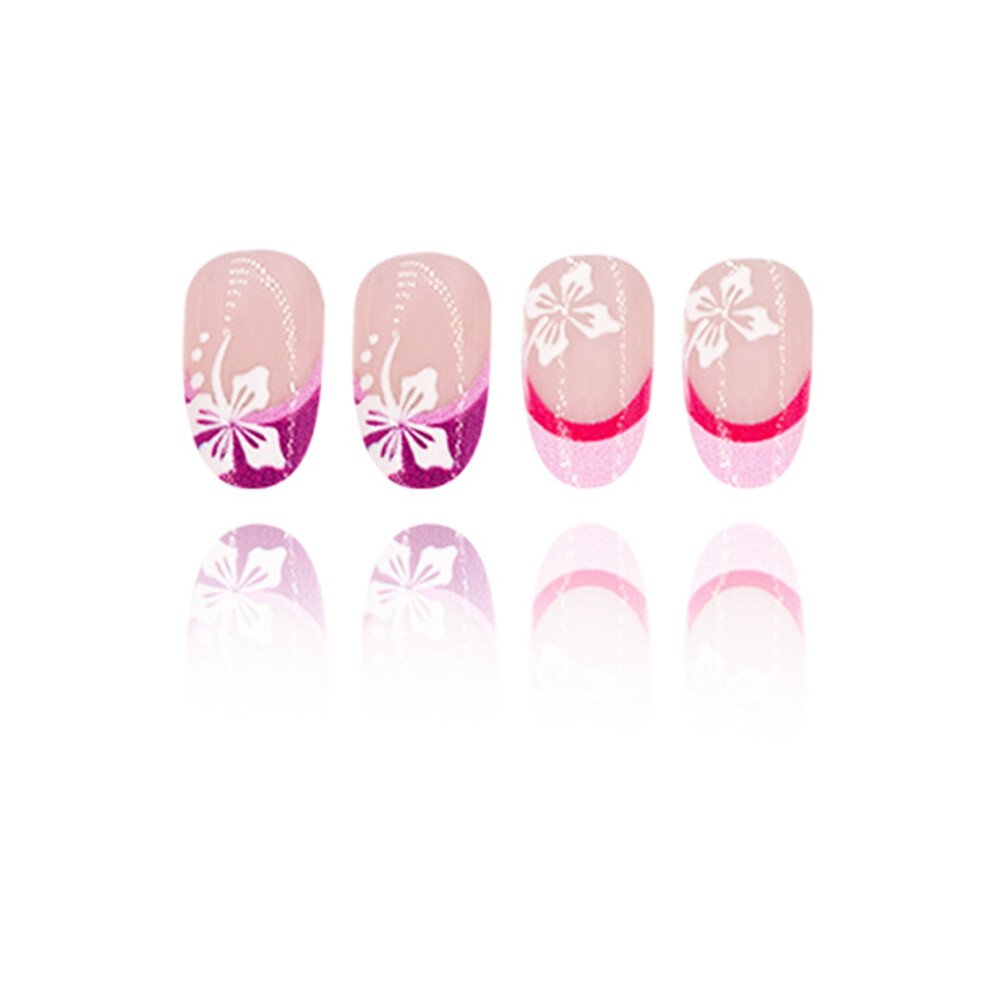 Roc-Electron Glossy Nude Fake Nails With French Tip - 50 Char