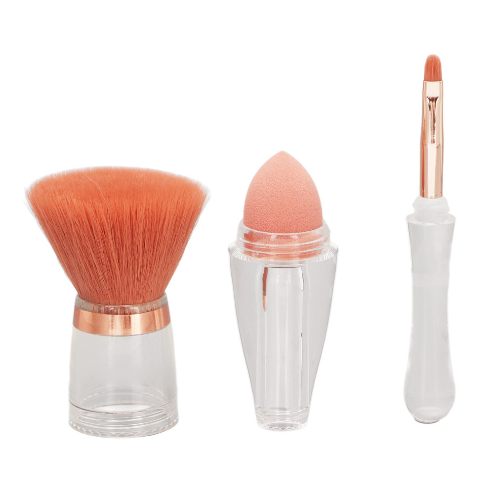 3-in-1 Nail Dust Brush Soft Artificial Fiber Long Handle Nail Art Cleaner