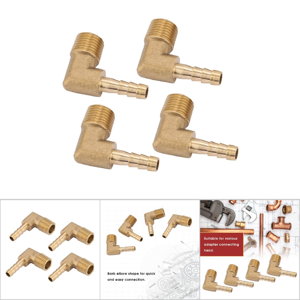 4Pcs Brass G1/4Â Male Thread Elbow Hose Fittings 6Mm Barbed Connectors 4611389385778