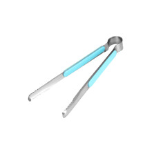 Barbecue Tongs Thick Stainless Steel Korean BBQ Tongs DeformResistant SkyBlue and Silver