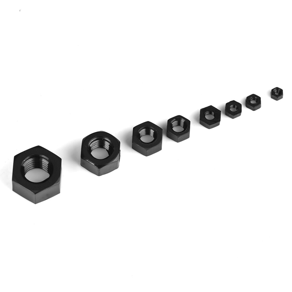 140Pcs Black Nylon Thread Hex Nuts M2-M10 For Industrial & Diy Use 8701389387455