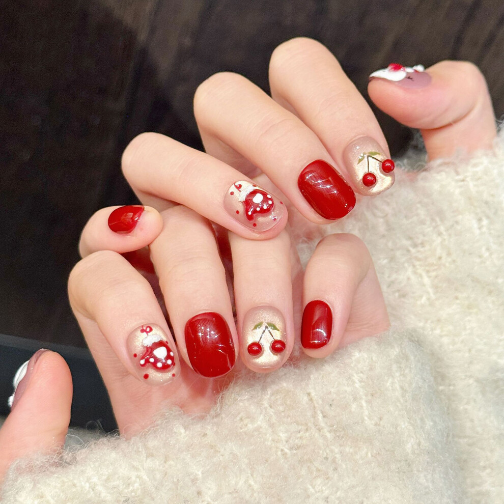 Reach-Tools (L) 10Pcs Snowman Xmas Nails With Red Berries