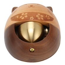 Campana portaoggetti con gattino portafortuna in legno e ottone, facile da montare, suono chiaro
