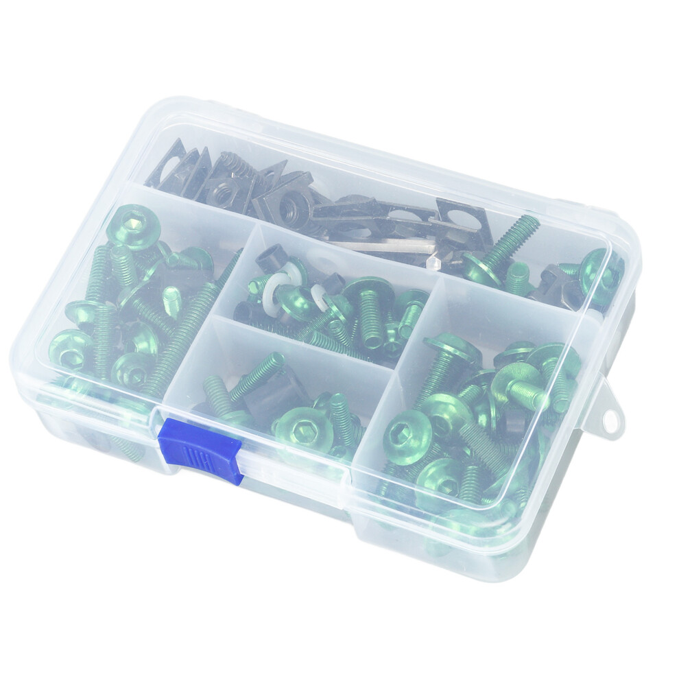 177Pcs Motorcycle Fairing Bolts Kit M5 M6 Screws For Windscreens Green 4961389389512