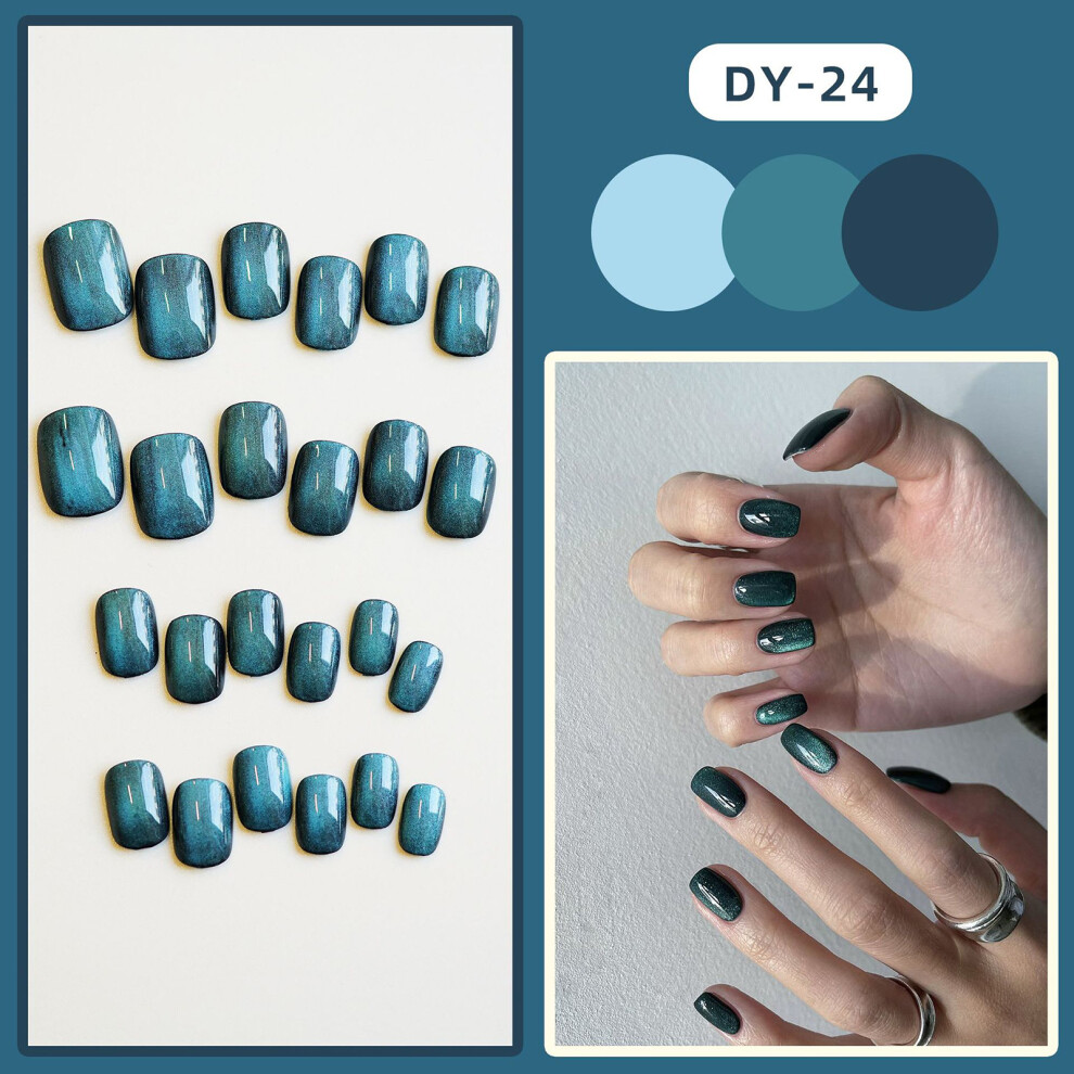 Roc-Electron Dark/Green (Jelly Glue Model) Cat-Eyes Fake Nails With Jelly Glue