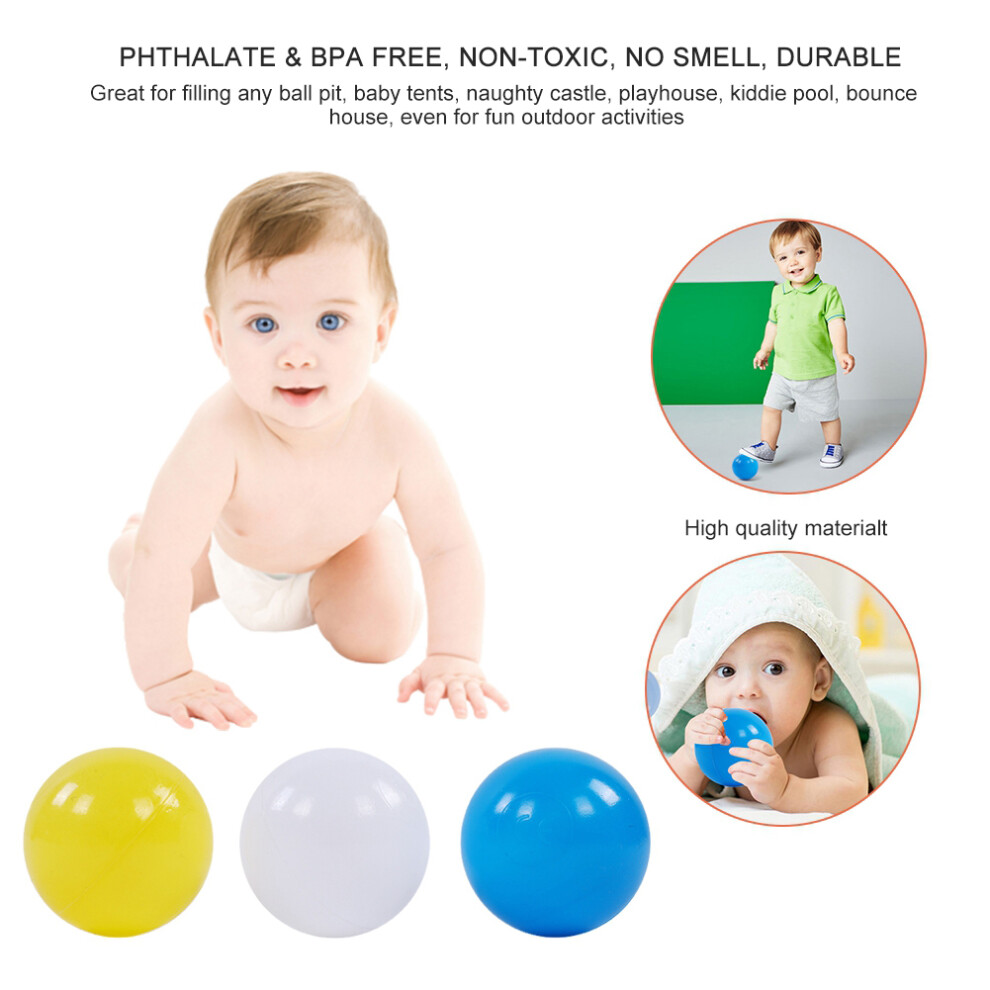 Reusable Plastic Pit Balls 100pcs Soft Ocean Kids Play Toy Blue White Yellow