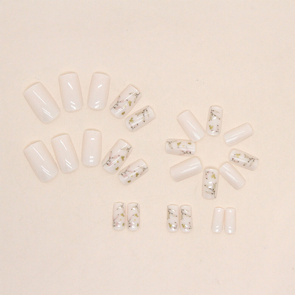 Reach-Tools White (Jelly Glue Model) Leaf Fake Nails, Flexible Diy Manicure Set