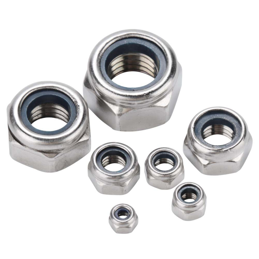 170Pcs Stainless Steel Hex Lock Nuts Set With Storage Box For M3-M12 4621389391211