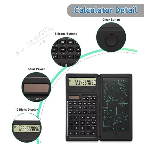 Solar Scientific Calculator with LCD Notepad Functions Professional Portable Foldable Calculator for Students 2