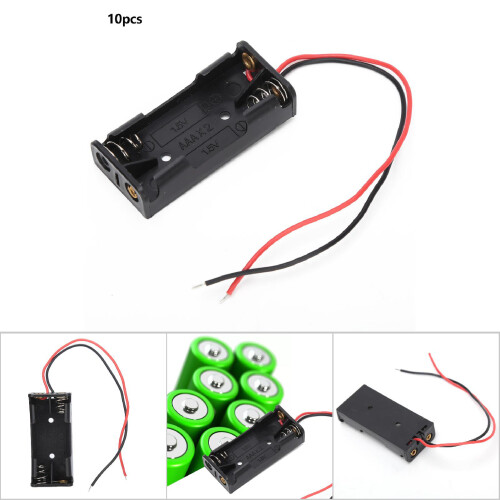 10pcs 2x/3x AAA Battery Holder Plastic Box with Leads Battery Case 2