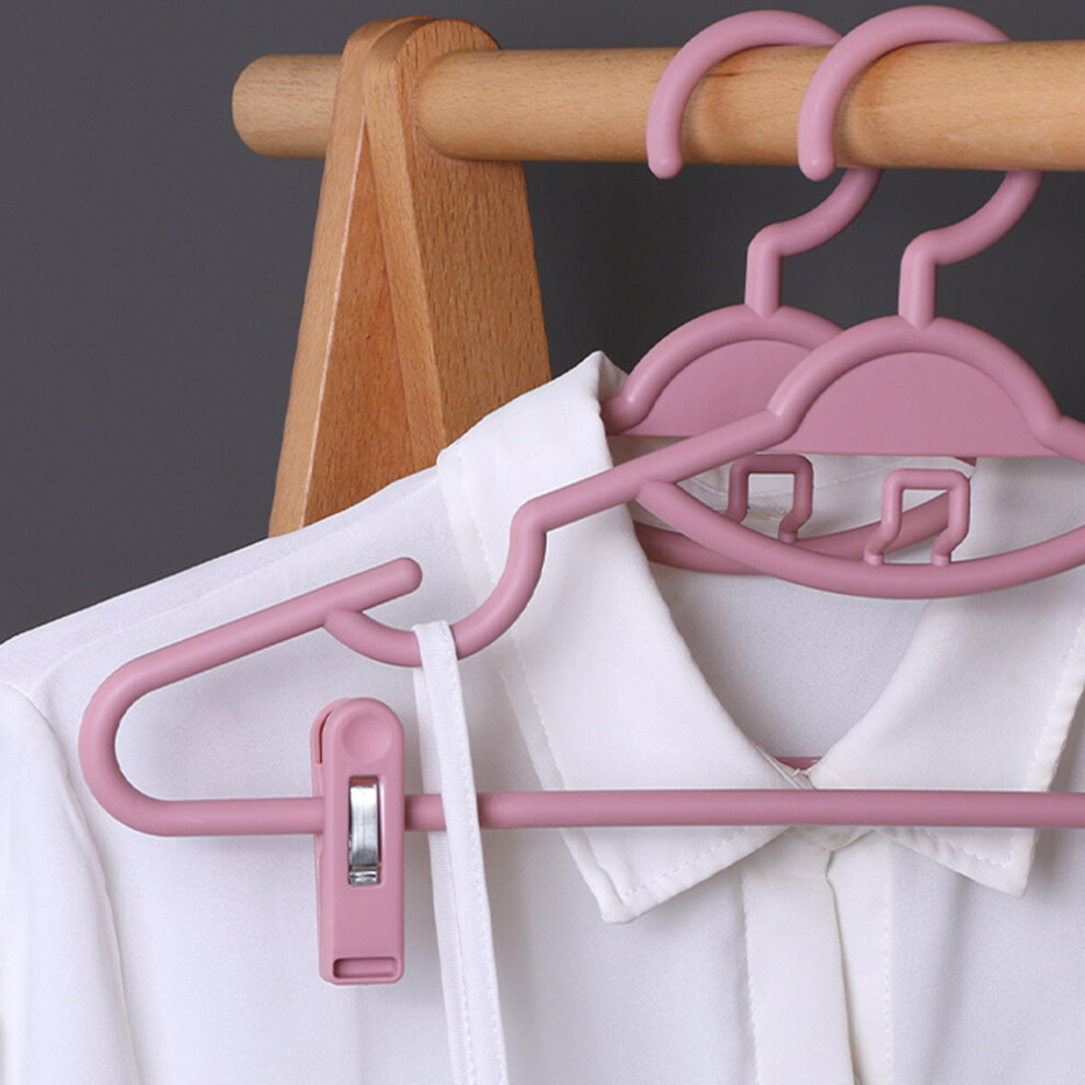 Roc-Electron Pink (Pink) 10Pcs Plastic Clip Hangers, Space-Saving