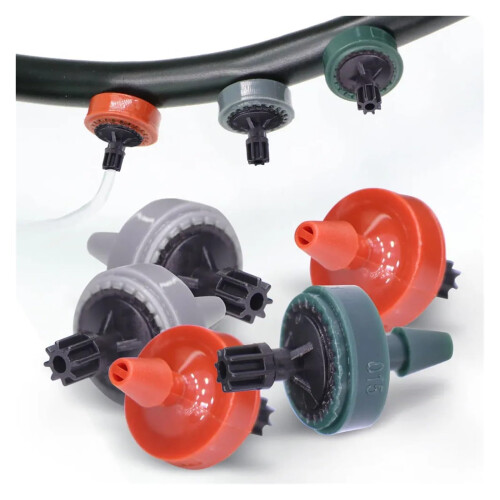 50 Pack Adjustable Drip Irrigation Nozzles with Precise Flow Control for Garden and Lawn 1