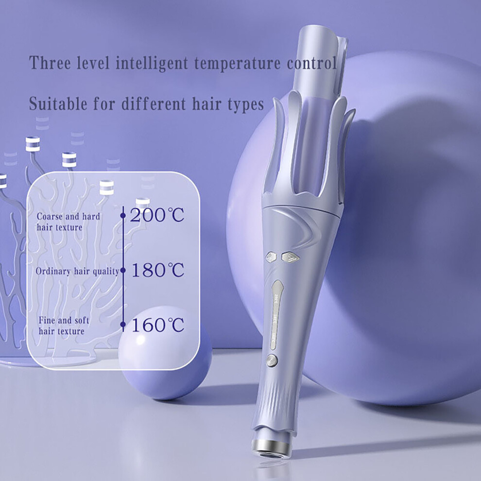 Zhouq-Outdoors (Purple, Uk Plug) 32Mm Auto Electric Hair Curler, Adjustable Temp, Fast Heating