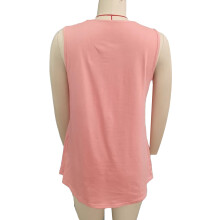 Damen Pinkes Sommer-Tanktop Ärmellose Weste mit Vorderseitigem Faltenbesatz M
