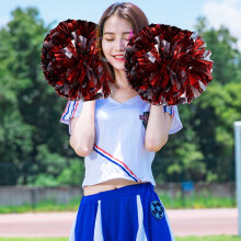 Cheerleading-Pompons Silber & Rot für Tanz & Sport, hell, leicht, 20 Zoll