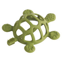Dunkelgrünes Schildkröten-Silikon-Kauspielarmband mit verstellbarem Verschluss