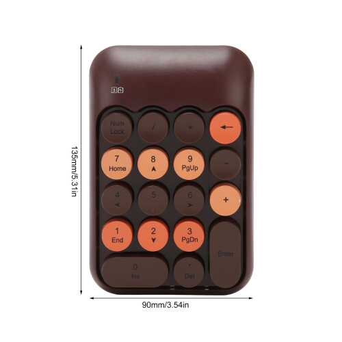 Wireless 2.4GHz Numeric Keypad 18 Keys USB for Windows & Mac Coffee 1