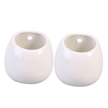 Hanging Wall Planter Set, White Ceramic Flower Pots for Succulents and Air Plants, SpaceSaving Design