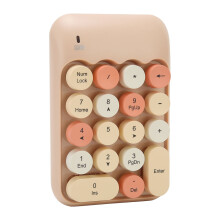 2.4GHz Wireless Numeric Keypad 18 Keys, Milk Tea Color, Mini Portable USB Keyboard